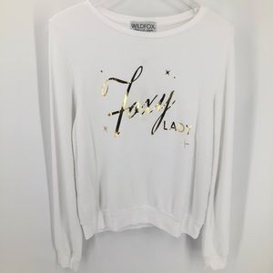 Wildfox Foxy Lady Graphic White Sweatshirt size M